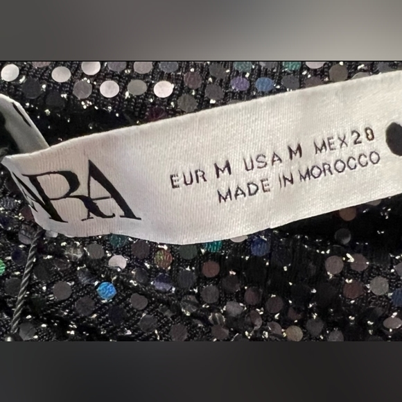 NWT Zara Black Dress Draped Multi Color Sequin Size Medium - Picture 6 of 6